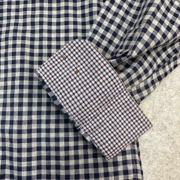 Bar III Slim Fit Carnaby Collection Shirt Men M Navy Gingham Button Up Flip Cuff - Picture 3 of 9